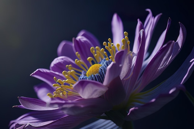 Primer plano de flores con lente hipermacro IA generativa