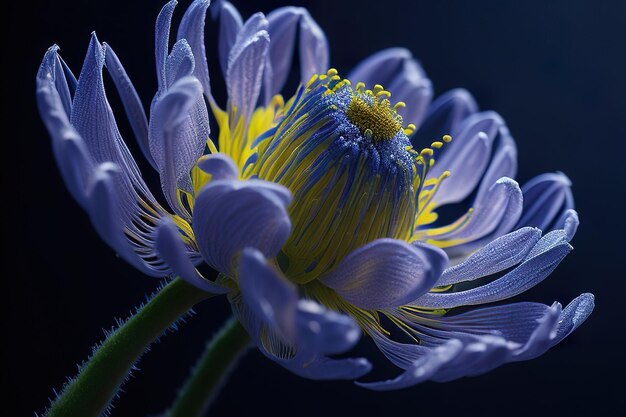 Primer plano de flores con lente hipermacro IA generativa