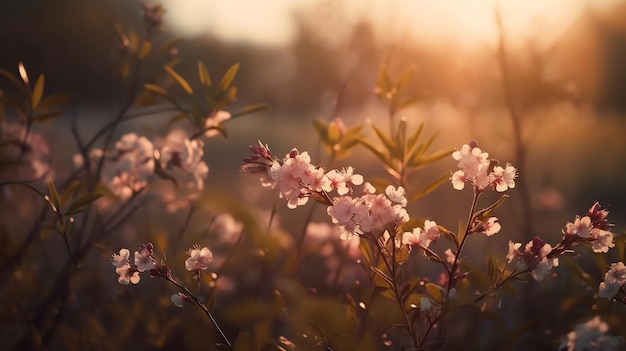 Un primer plano de flores a la luz del sol