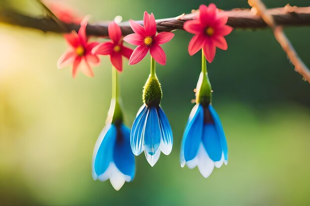 Foto un primer plano de flores con la palabra primavera en el lado