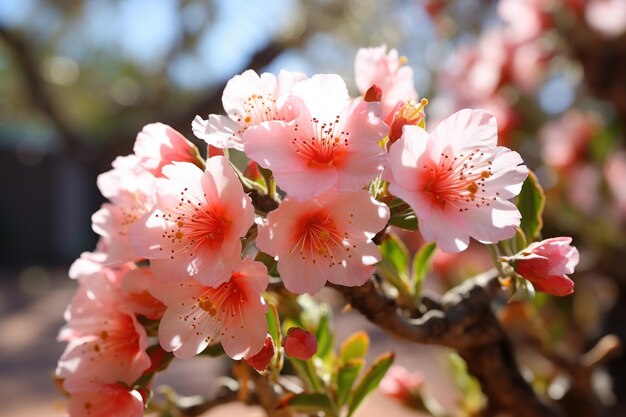 Un primer plano de flores rosas