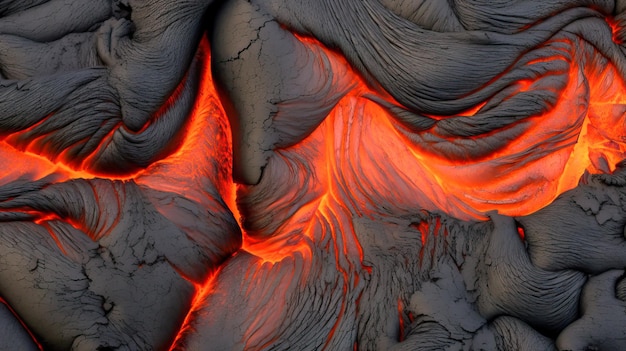 Foto un primer plano de un flujo de lava con las palabras lava en la parte inferior