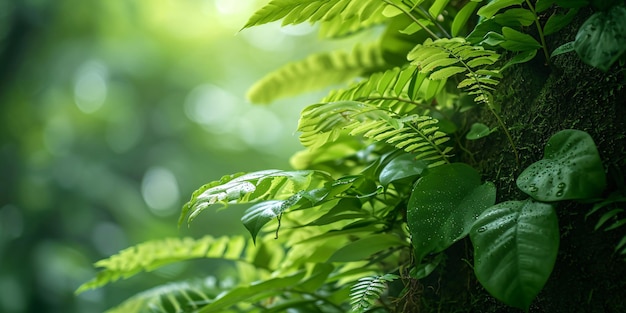 Primer plano del follaje epifítico de Asplenium nidus con hojas verdes suavemente borrosas del helecho del nido de pájaros.