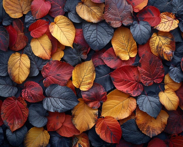 Un primer plano del follaje multicolor del otoño