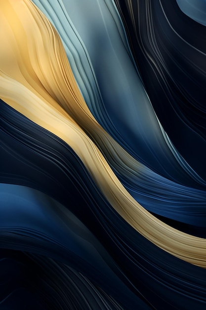 Un primer plano de un fondo abstracto azul y amarillo con ondas generativas ai