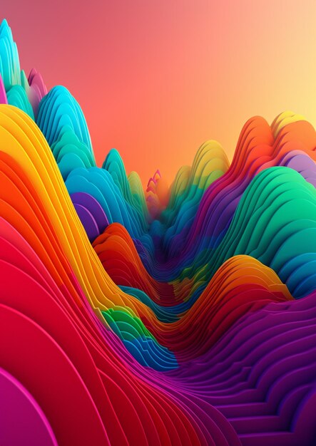 un primer plano de un fondo abstracto colorido con una ai generativa de montaña