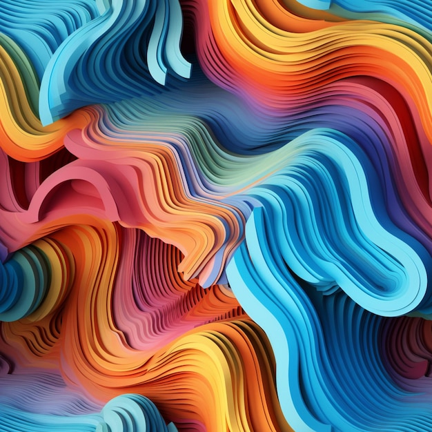 Un primer plano de un fondo abstracto colorido con ai generativo de formas onduladas