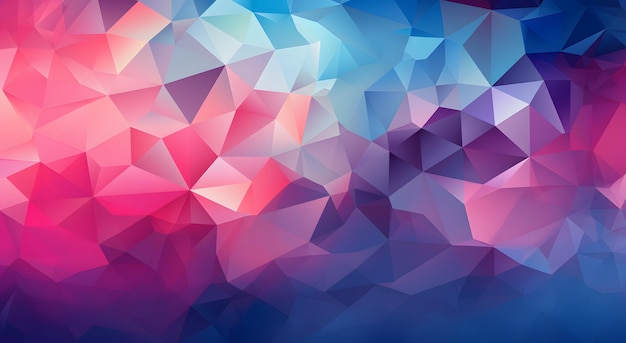 Un primer plano de un fondo abstracto colorido con muchos triángulos generativos ai