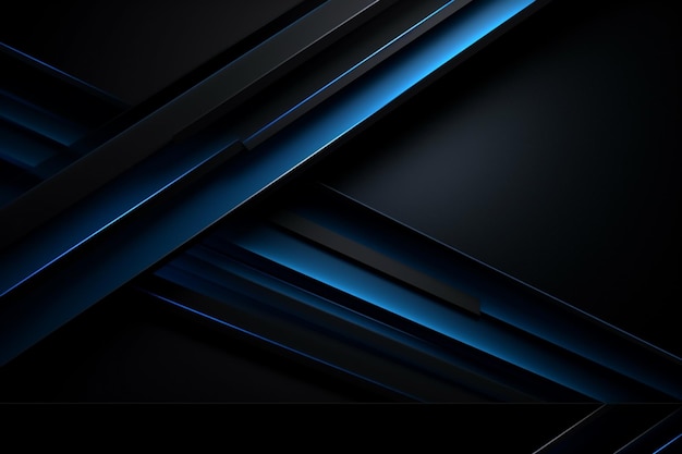 Foto un primer plano de un fondo abstracto negro y azul con líneas generativas ai