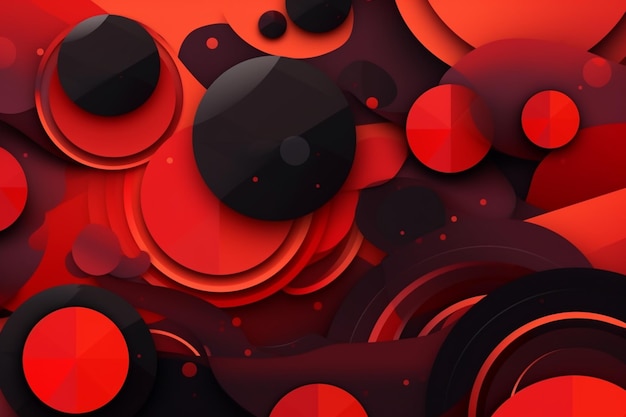 Un primer plano de un fondo abstracto rojo y negro con círculos generativos ai