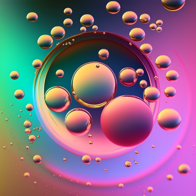 un primer plano de un fondo colorido con burbujas y una ai generativa de arco iris