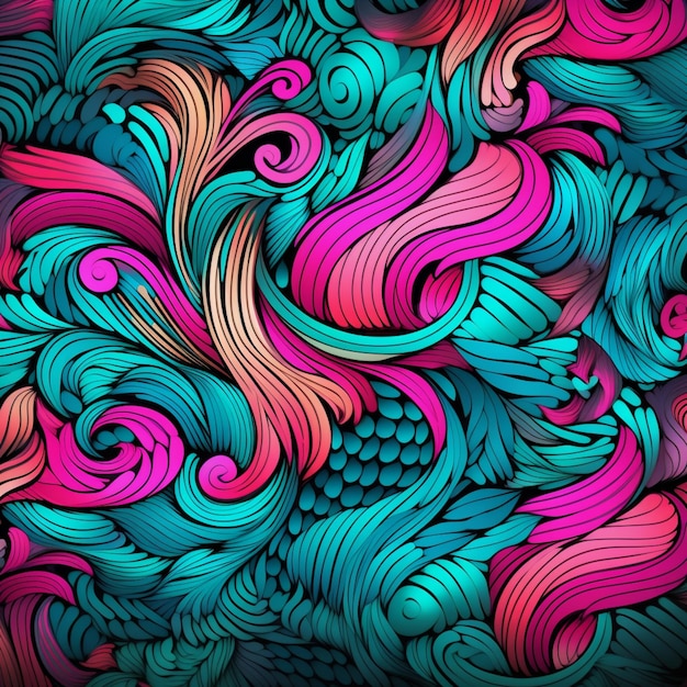 un primer plano de un fondo colorido con remolinos y ondas generativas ai