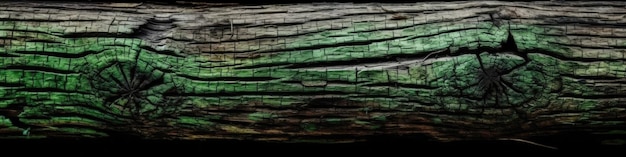 Primer plano Fondo de madera con textura verde Banner panorámico IA generativa