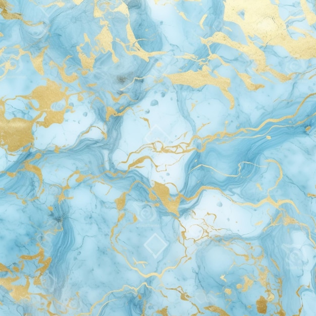 Un primer plano de un fondo de mármol azul y dorado generativo ai