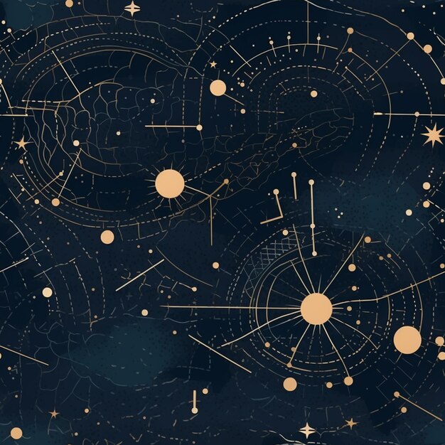 un primer plano de un fondo de pantalla negro y dorado con muchas estrellas generativas ai