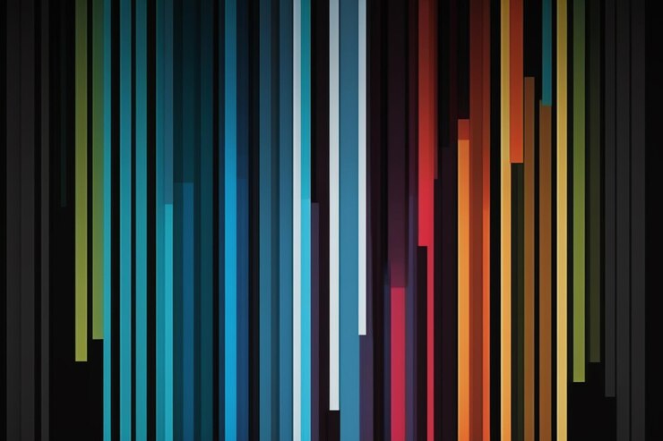 Foto un primer plano de un fondo a rayas colorido con un fondo negro generativo ai