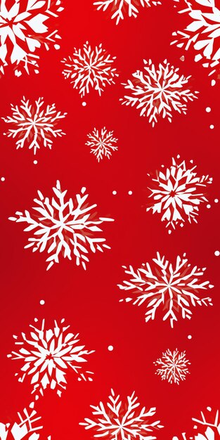 un primer plano de un fondo rojo con copos de nieve y copos de nieve generativos ai