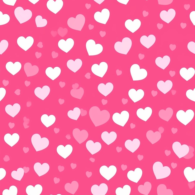 un primer plano de un fondo rosado con corazones blancos generativo ai