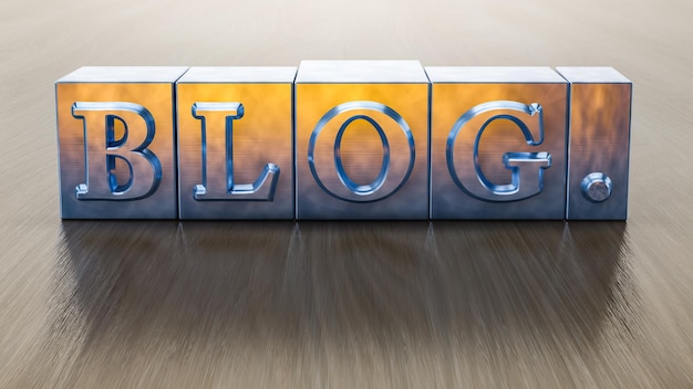 Primer plano de la forma de bloque con el blog en la mesa
