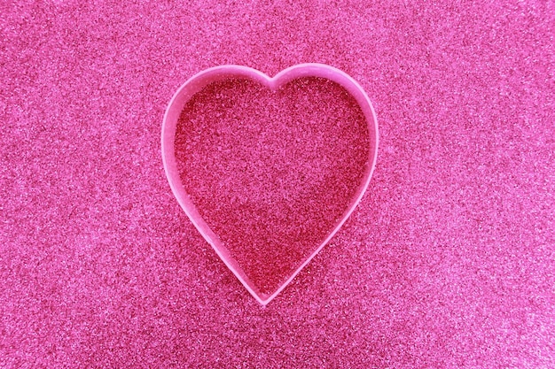 Primer plano en forma de corazón en tela rosada