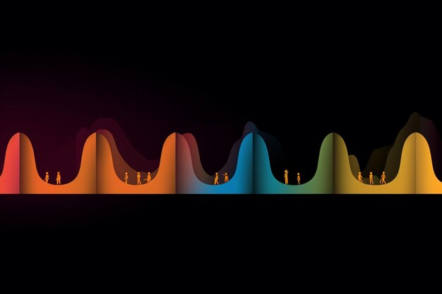 Un primer plano de una forma de onda colorida con un ai generativo de fondo negro