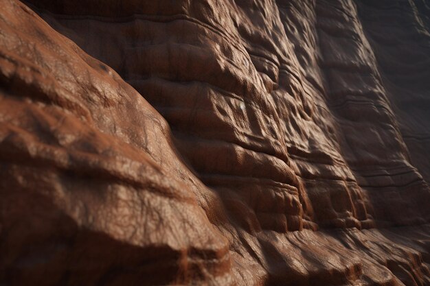 Foto un primer plano de una formación natural como un acantilado o una pared de cañón con un texto único e interesante.