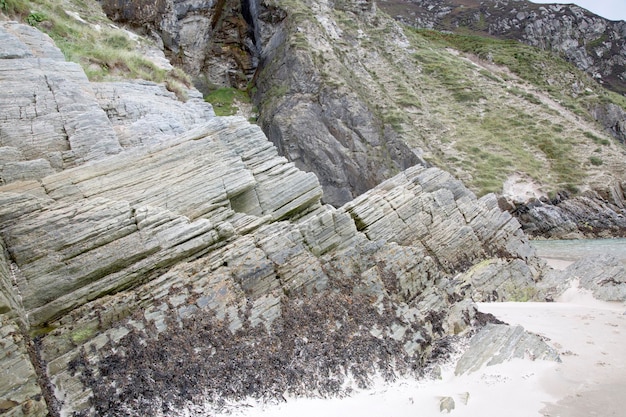 Primer plano de una formación rocosa en Maghera Beach, Ardara, Donegal, Irlanda