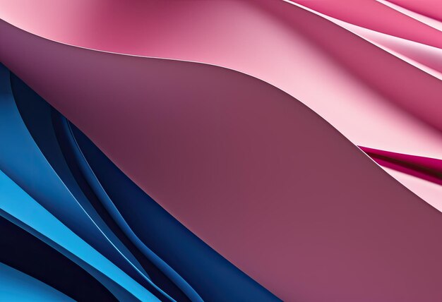 Un primer plano de formas onduladas 3D abstractas en tonos rosados y azules de moda con un enfoque en la textura