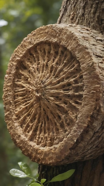 Foto un primer plano de un fósil en un tronco de árbol