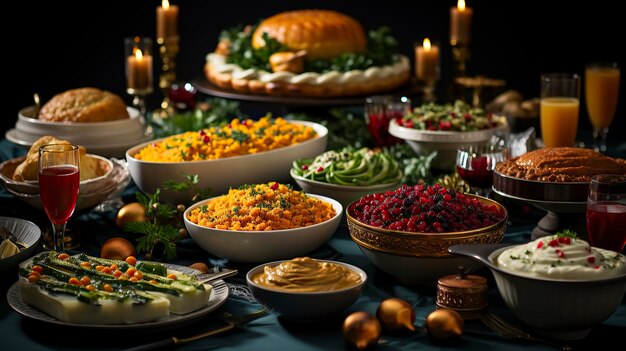 Un primer plano fotorrealista de la comida Imagen de la comida de Acción de Gracias