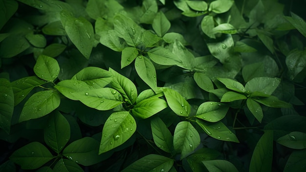 Primer plano fotorrealista de hojas verdes vivas