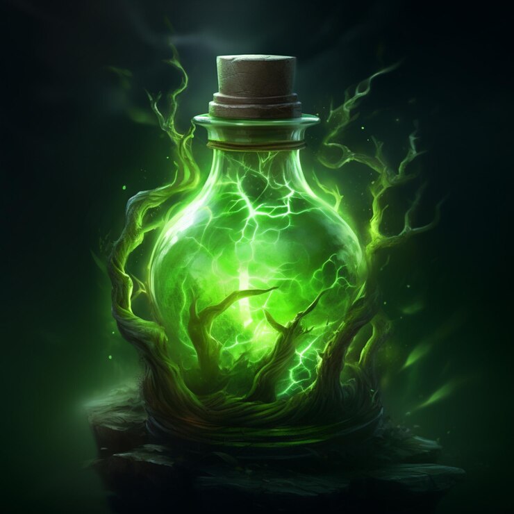 Foto un primer plano de un frasco con un líquido verde dentro de un generador ai