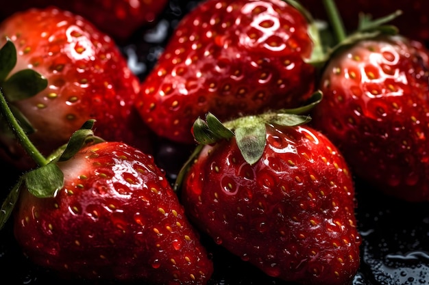 Un primer plano de fresas en un tazón