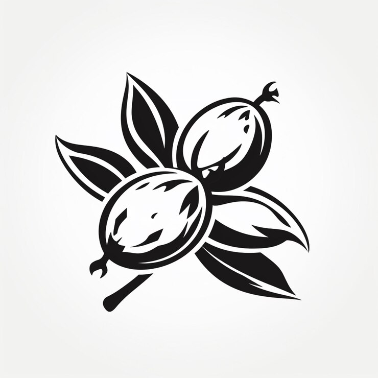 un primer plano de una fruta con hojas en un fondo blanco generativo ai