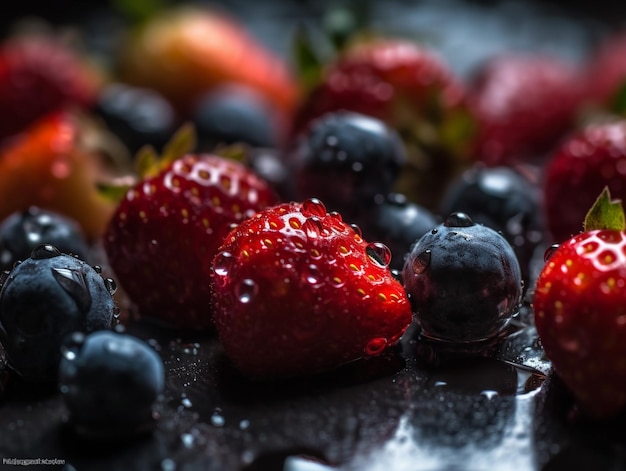 Un primer plano de la fruta en una mesa