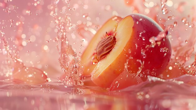 Foto un primer plano de una fruta siendo salpicada con agua