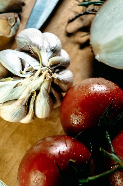 Foto primer plano de las frutas en la mesa