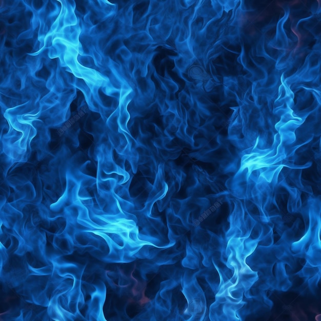 Foto un primer plano de un fuego azul con un fondo negro generativo ai