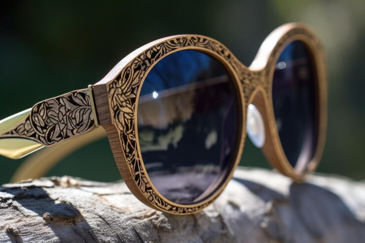Primer plano de gafas de sol con detalles intrincados creados con IA generativa