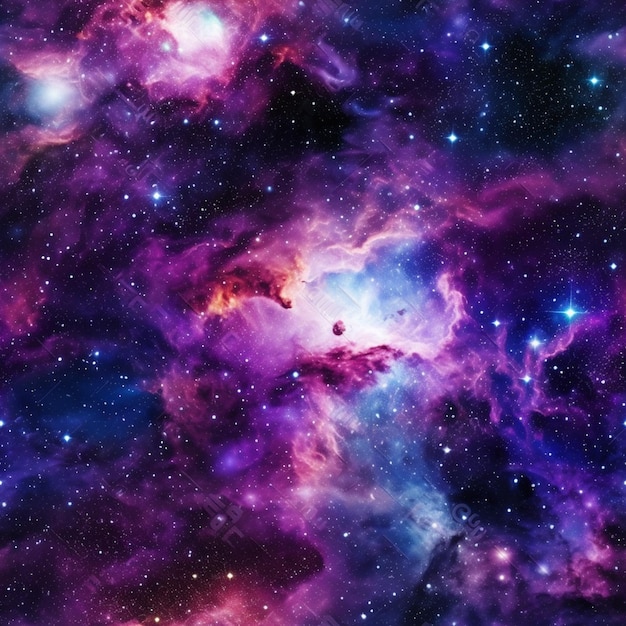 Un primer plano de una galaxia púrpura y azul con estrellas generativas ai