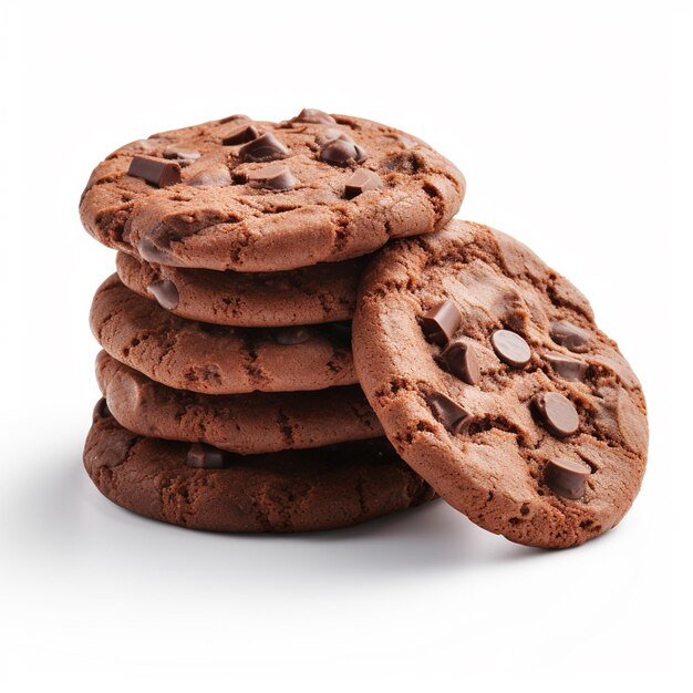 Foto un primer plano de galletas de chocolate oscuro aisladas sobre un fondo blanco