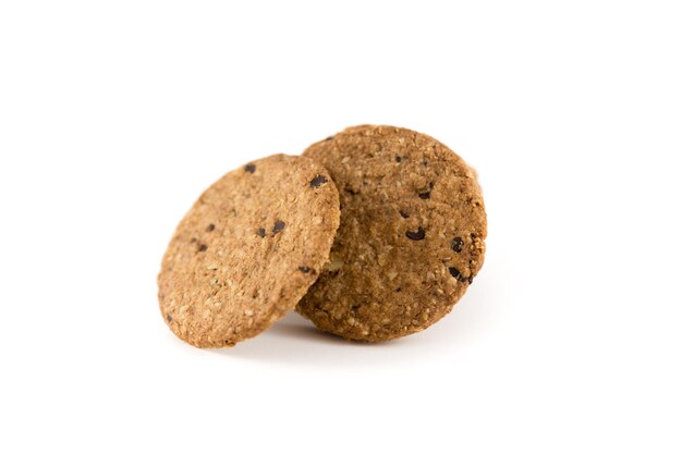 Foto primer plano de las galletas contra un fondo blanco