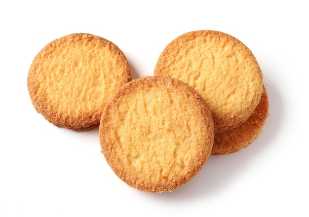 Foto primer plano de las galletas contra un fondo blanco