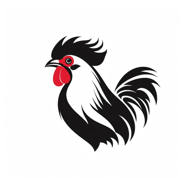 un primer plano de un gallo con un pico rojo sobre un fondo blanco ai generativo
