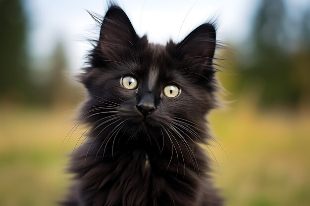 Foto en primer plano, el gatito negro.