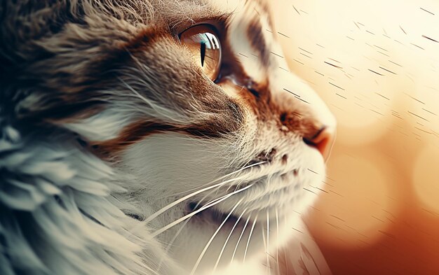 Primer plano de Gato bajo la lluvia Arte ecléctico Kodachrome Colores Atmósfera suave