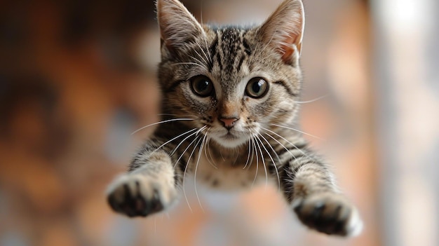 Un primer plano de un gato mirando a la cámara ai