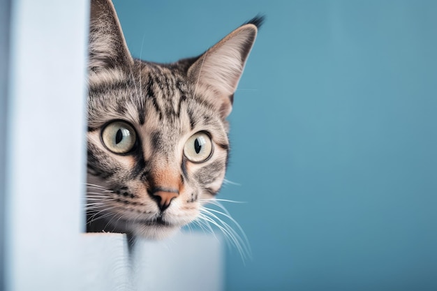 Un primer plano de un gato mirando por una ventana IA generativa