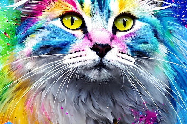 Primer plano de gato multicolor