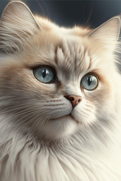 Primer plano de un gato con ojos azules generativo ai